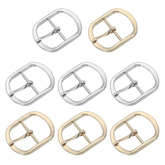 Uxcell Single Prong Belt Buckle, 1 Inch Metal Center Bar Square Replacement Buckle for Leather Hardware - Square (8 Pack, Black/Silver/Light Gold/Bronze)