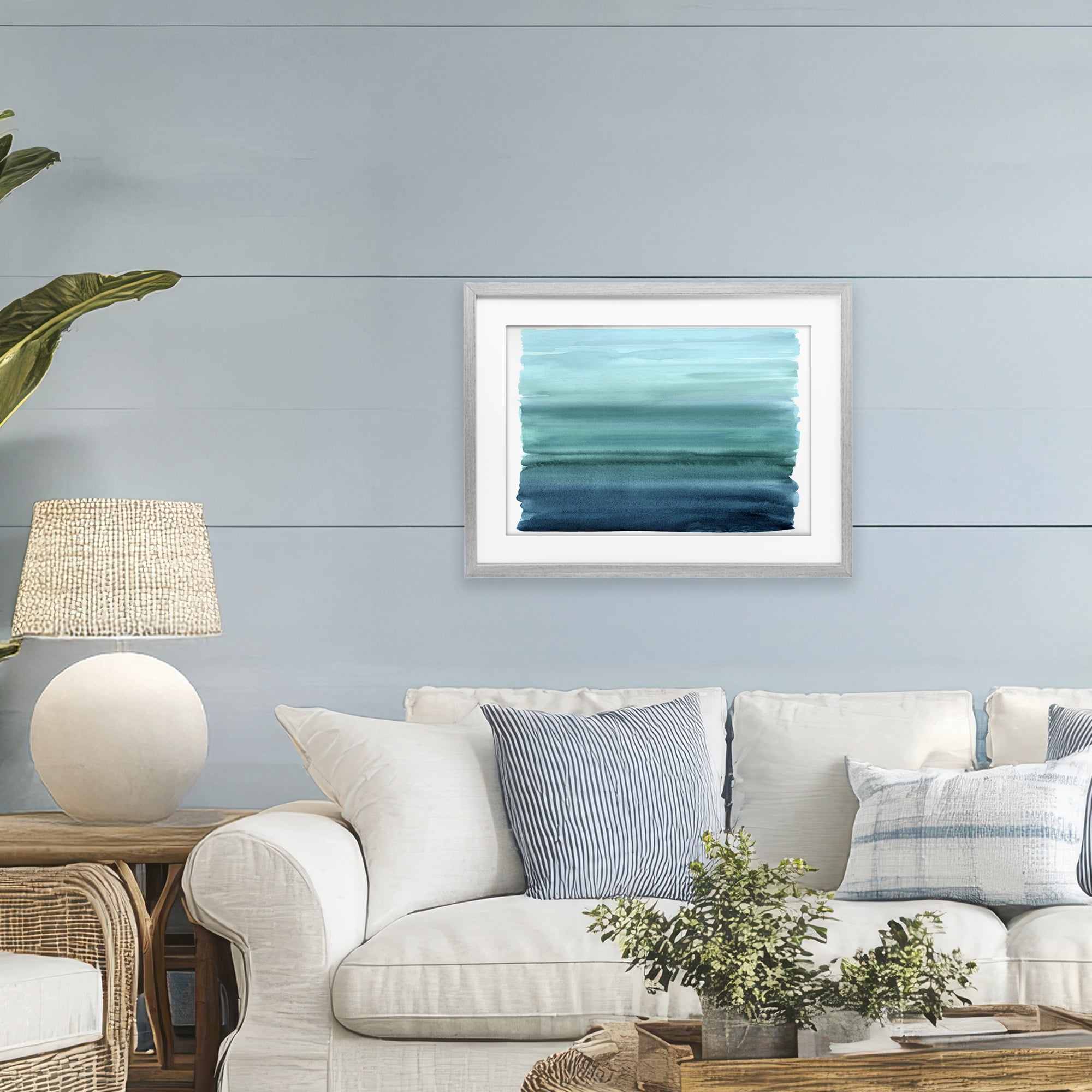 Stupell Industries Ombre Teal Gradient Gray Framed Print Under Glass, design by Allie Corbin