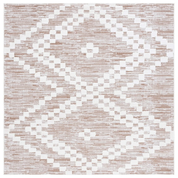 SAFAVIEH Alamo Burton Geometric Area Rug, Taupe/Ivory, 6'7" x 6'7" Square
