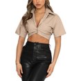 thumbnail image 1 of Txlixc Blusa de mujer, blusa de botón plano, blusa de ombligo de mujer Txlixc  moda, 1 of 7