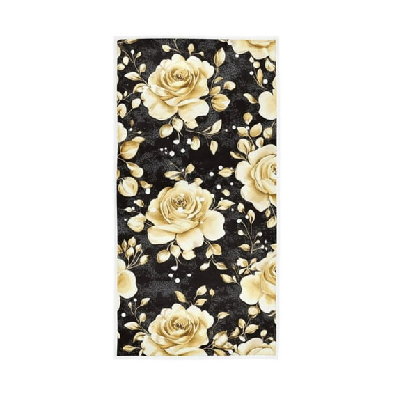 Elegant Gold Rose Face Towel Absorbent Hand Towels Bath Sport Gym