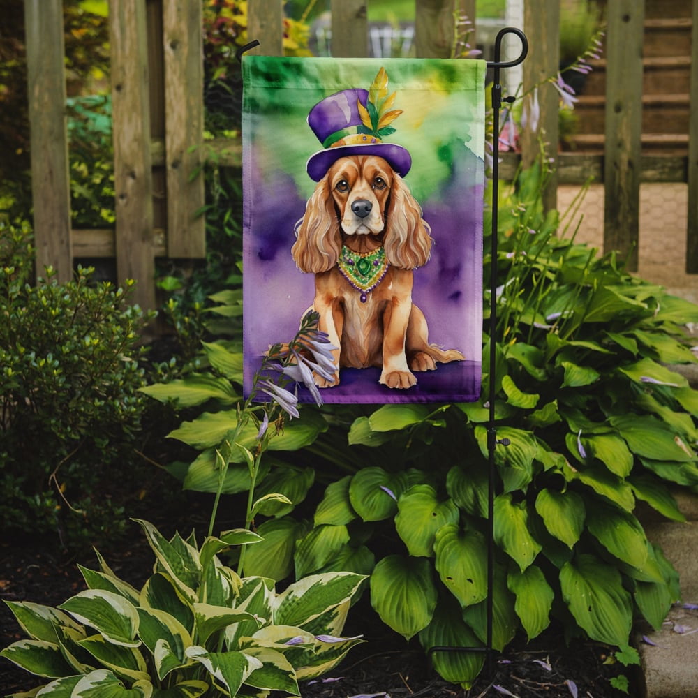 Cocker Spaniel King of Mardi Gras Garden Flag 11.25 in x 15.5 in