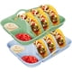 thumbnail image 1 of Juego de 2 Platos de Silicona para Tacos con Divisores y Bandejas para Salsas, Soportes Antideslizantes para Tacos de 25 cm con Asas de Transporte B, 1 of 5
