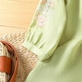 thumbnail image 5 of Busydd Spring Tops for Women Trendy Solid Color Embroidered Womens Tops Casual Peasant V Neck 1/2 Sleeve Summer Tops, 5 of 5
