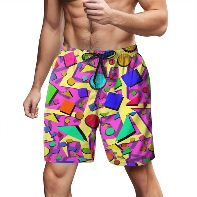 Wyzesi Booty Shorts Set Summer New Leisure Color Style Geometric Figure Sand Loose Four Pairs Of Beach Pants