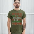 thumbnail image 3 of Tee Hunt May Your Sweaters Be Ugly and Bright T-Shirt Christmas Snowmen Men's Tee, Military Green, X-Large, 3 of 5