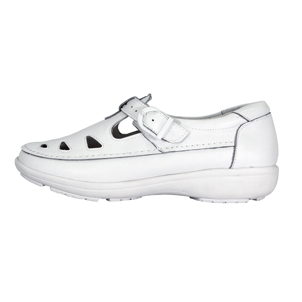 24 HOUR COMFORT Maris Women Wide Width Casual Leather Loafer with Adjustable Buckle Strap WHITE 8