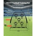 thumbnail image 3 of KFFKFF 7 x 7 ft Football Throwing Practice Net with 5 Target Pockets, Durable Knotless Design, Includes Straps and Carry Bag, Ideal for Quarterback Accuracy Training, Black, 3 of 9
