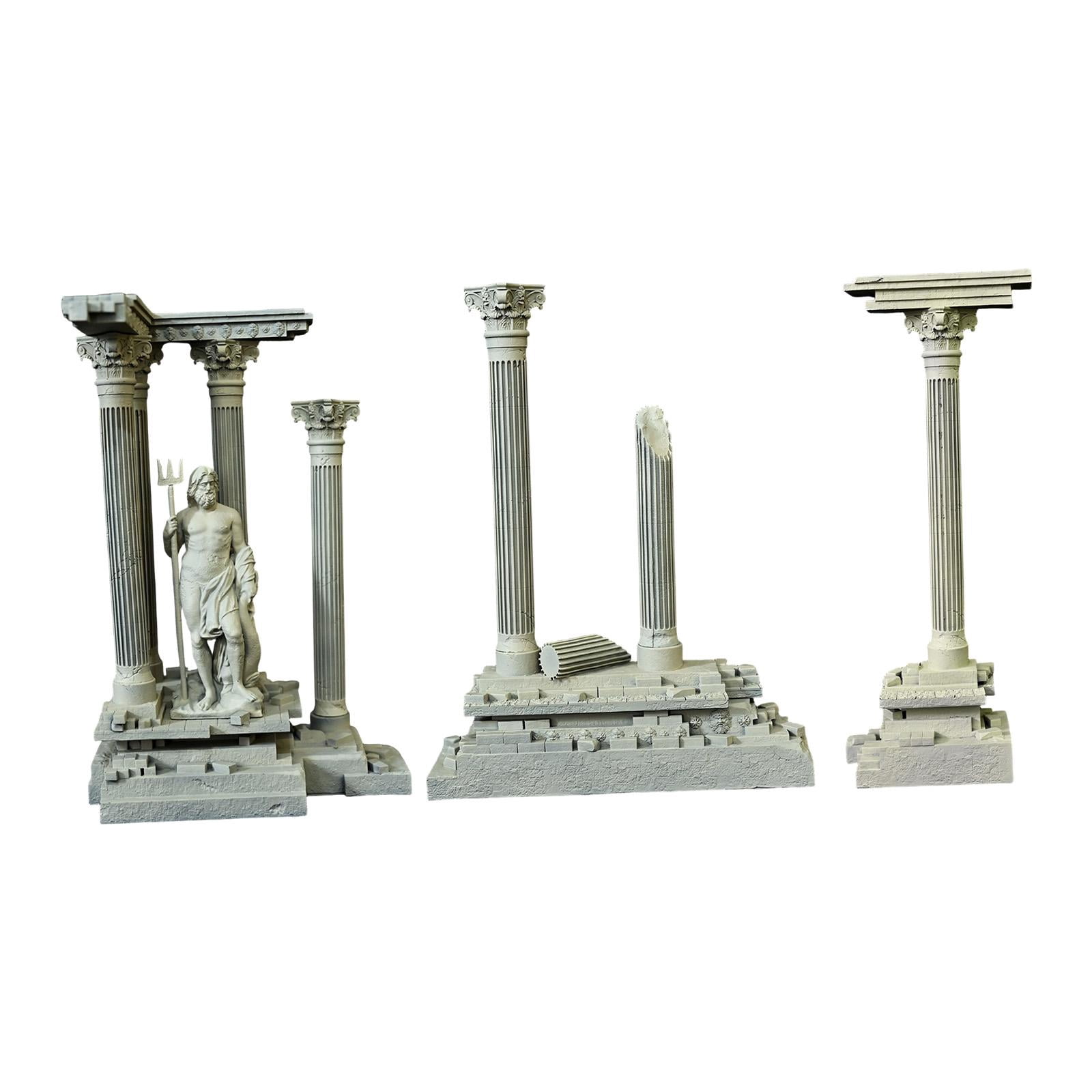 CarpNettore Roman Column Decoration Resin Aquarium Decoration Aquarium Decor Mini 18.5cm Set D