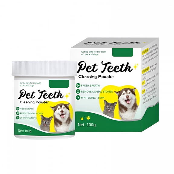 QARUN Natural Dog Teeth Cleaning Powder – Freshen Breath, Remove Plaque & Tartar, Supports Oral Health for Dogs & Cats – 100G, Chemical-Free