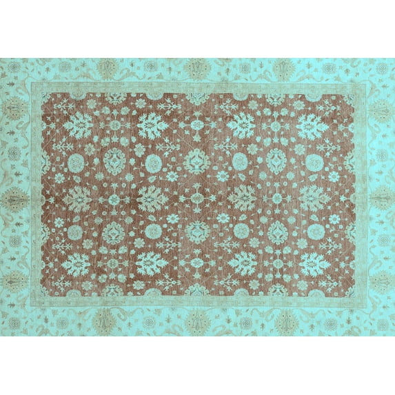 Ahgly Company Indoor Rectangle Oriental Light Blue Traditional Area Rugs, 2' x 3'
