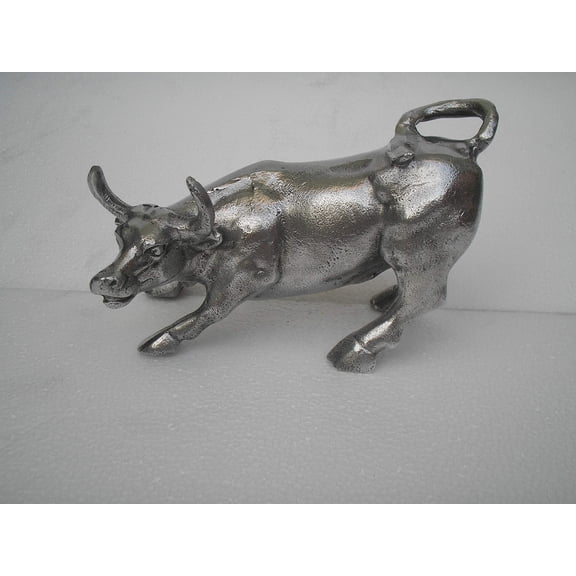 The Metal Bull Statue - Durable, Artistic Metal Sculpture for Home Decor (Silver Finish)