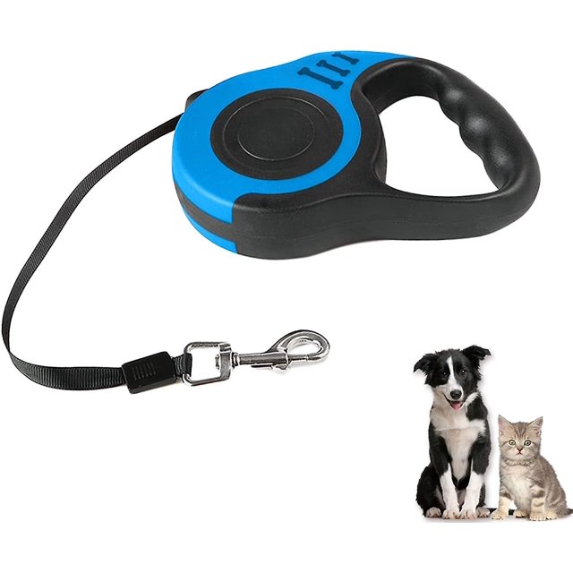 Correa para perros, correa retráctil para perros de 5 m, para perros pequeños, medianos y grandes, color azul