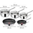 thumbnail image 3 of Jamie Oliver by Tefal 8pc Cooks Direct 18/10 Stainless Steel Cooks Direct pots and pan Set, cookware Set, Frying pan, Non Stick Frying pan, Non Stick Interior pots and Pans with Thermospot Technology, 3 of 4