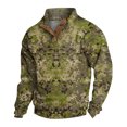 thumbnail image 2 of Men's Camo Print Stand Collar Sweatshirt, Spring Fall Outdoor Casual Button Front Pullover for Hiking, Sports,Army Green,L, 2 of 4