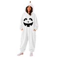 thumbnail image 2 of Silver Pumpkin Jack O Halloween Onesie for Adult Polyester Pumpkin Pajamas Women,Oversized One Piece Jumpsuit,Winter Warm Plush Long Sleeve Loose Cozy Pajama XL, 2 of 6