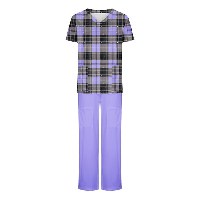 Soki Scrub Set Women Short Sleeve V-Neck T Shirts Top Jogger Pants Working Set on Clearance