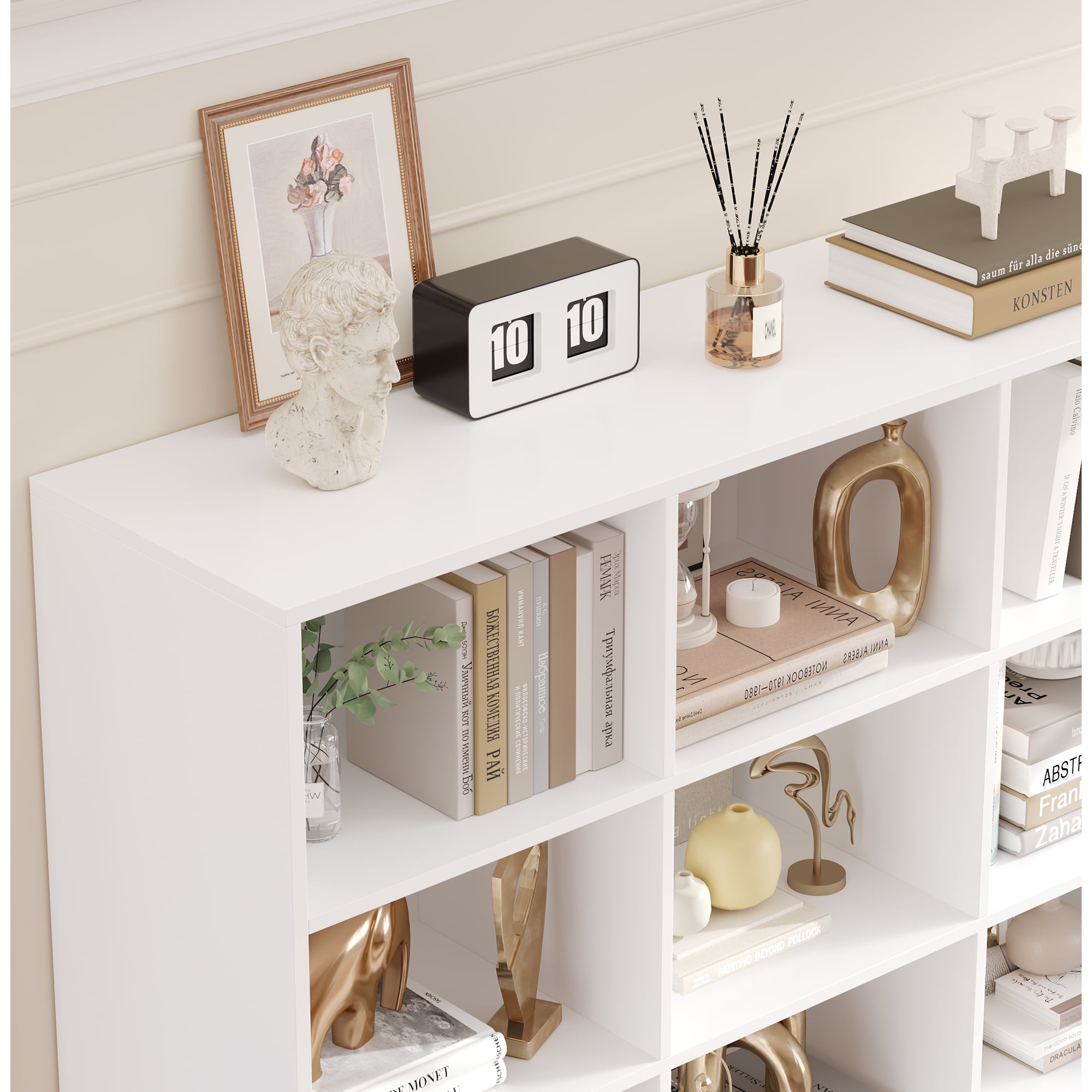 Hiphuta 21-Cube Bookcase, 86"H Tall Wooden Bookshelves for Bedroom, Living Room and Office, Freestanding Display Shelves Cube Organizer, white