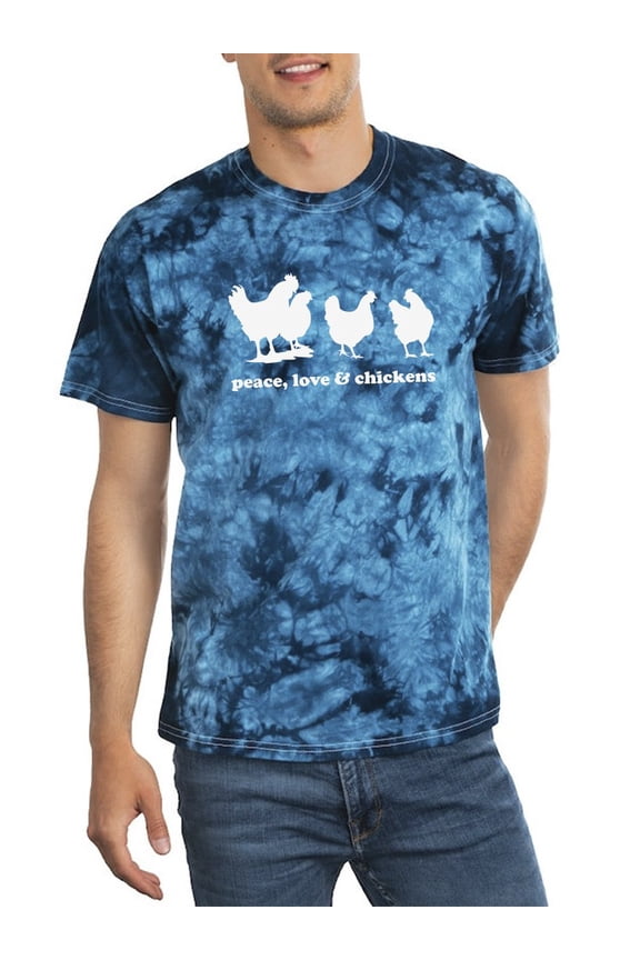 Peace Love And Chickens Tie Dye Crystal Men -Smartprints Designs, Male Large