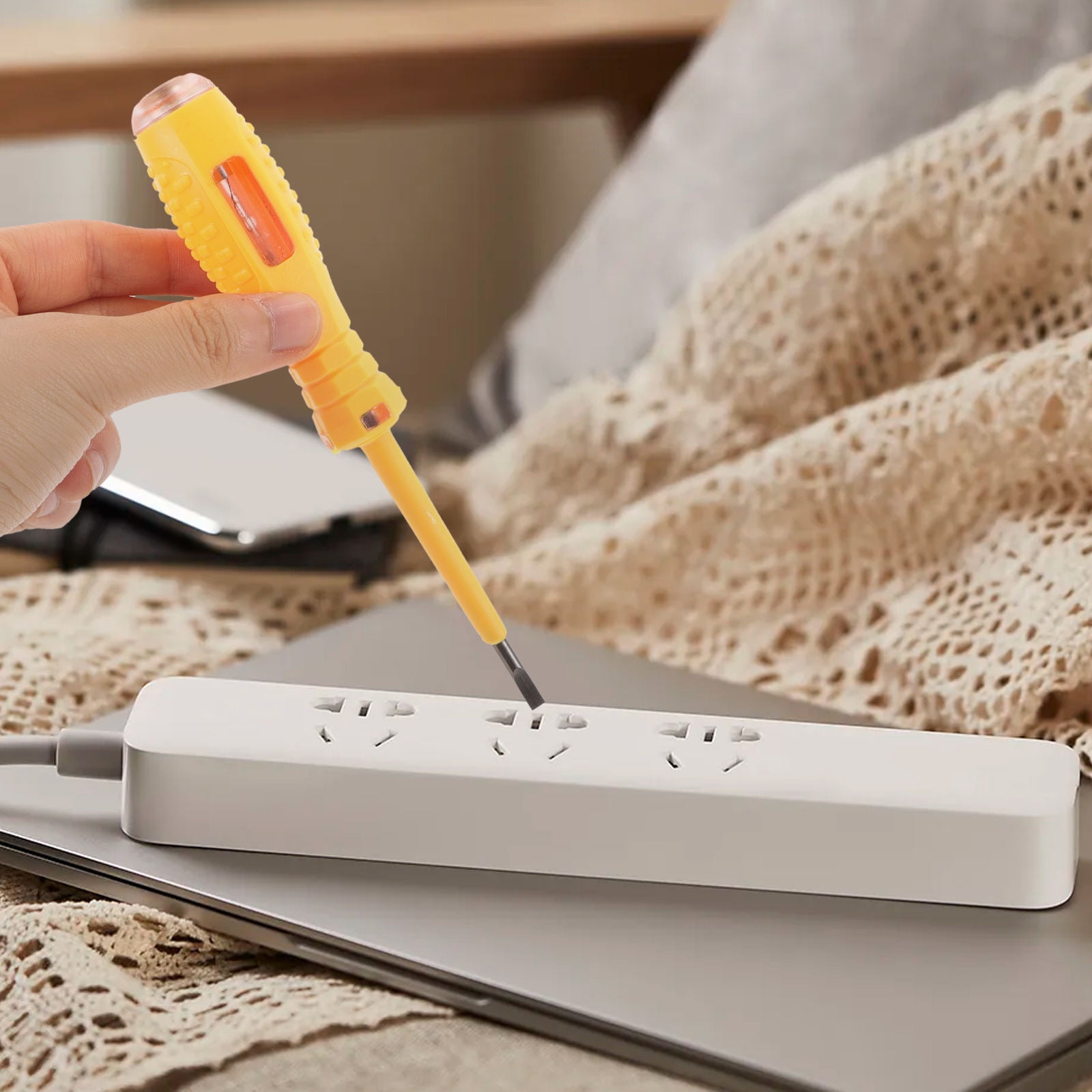 HEATSHAKING 3Pcs Voltage Detector Screwdriver Yellow Portable Electric Tool for Circuit and Screw Use
