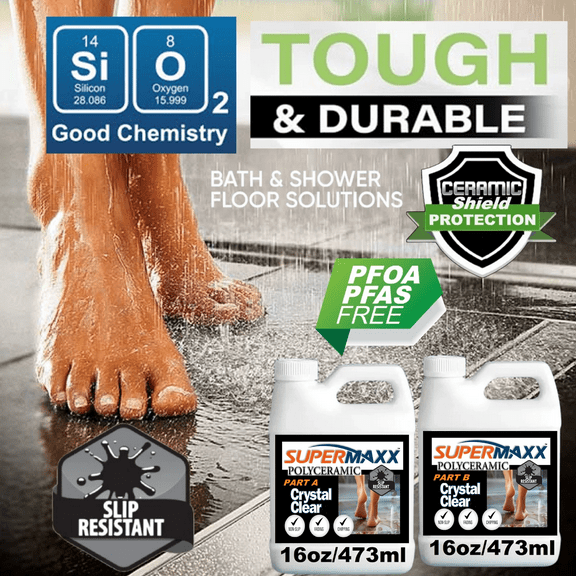 SLIP-RESISTANT CLEAR COATING FOR BATHROOM SHOWER FLOORS CERAMIC TILE PORCELAIN MARBLE - 1qt/32oz - 99.95