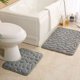 thumbnail image 3 of Xiao Hua Juego de tres piezas de inodoro de estilo europeo, 2 juegos de almohadillas para inodoro, alfombrilla de baño absorbente, limpia y reutilizable para ducha (marrón)., 3 of 5