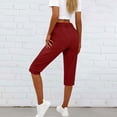 thumbnail image 5 of Hurxie Long Shorts for Women Hiking Cargo Bermuda Shorts Lightweight Knee Length Capris for Summer Travel Wine,2XL, 5 of 6