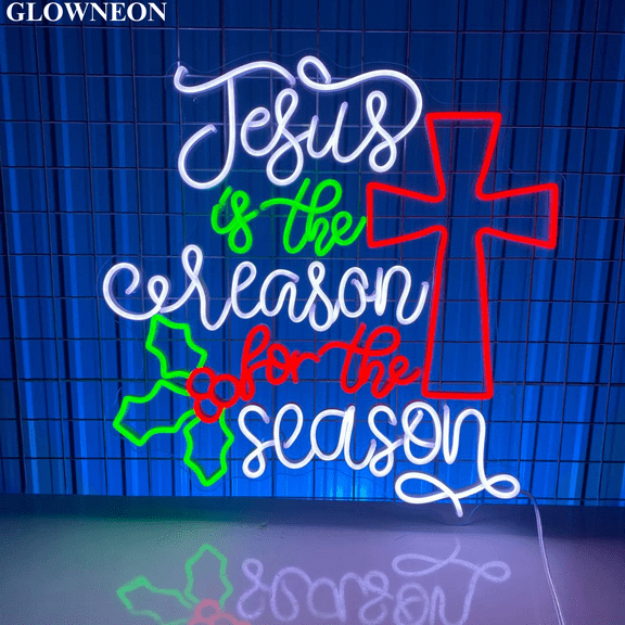 Glowneon Jesus Is The Reason For The Season Neon Sign For Xmas Decor