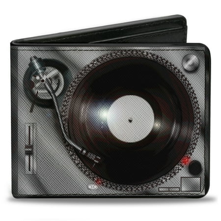 Buckle-Down Wallet, Bifold, Turntables, Vegan Leather