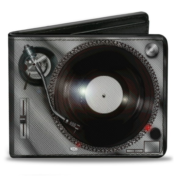 Buckle-Down Wallet, Bifold, Turntables, Vegan Leather