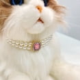 thumbnail image 4 of Sparkling Rhinestone and Faux Pearl Pet Necklace Stylish Double-Layered Collar for Dogs and Cats - Elegant Pet Accessories, 4 of 8