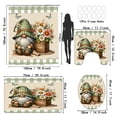 thumbnail image 2 of LVRLVR Gnome Shower Curtain & Rug Set, Green Gingham Floral Fabric, 70.8×70.8, 2 of 9