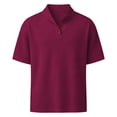 thumbnail image 4 of Corduroy T Shirts for Men with Button Stand Collared Short Sleeve Tees Tops Mens Casual Solid Color Pullover Going-Out Streetwear Work Tshirts Shirt, 4 of 6