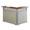 OFM RiZe 48" x 37" L Shaped Reception Station in Gray Beige and Cherry