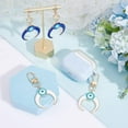 thumbnail image 5 of 4 Pcs Evils Eye Keychain Decoration Demon Eye Turkish Alloy Enamel Keychain Double Horn Moons Shape Blue with Accessories Suitable for Keychain Purse Backpack Decoration, 5 of 6