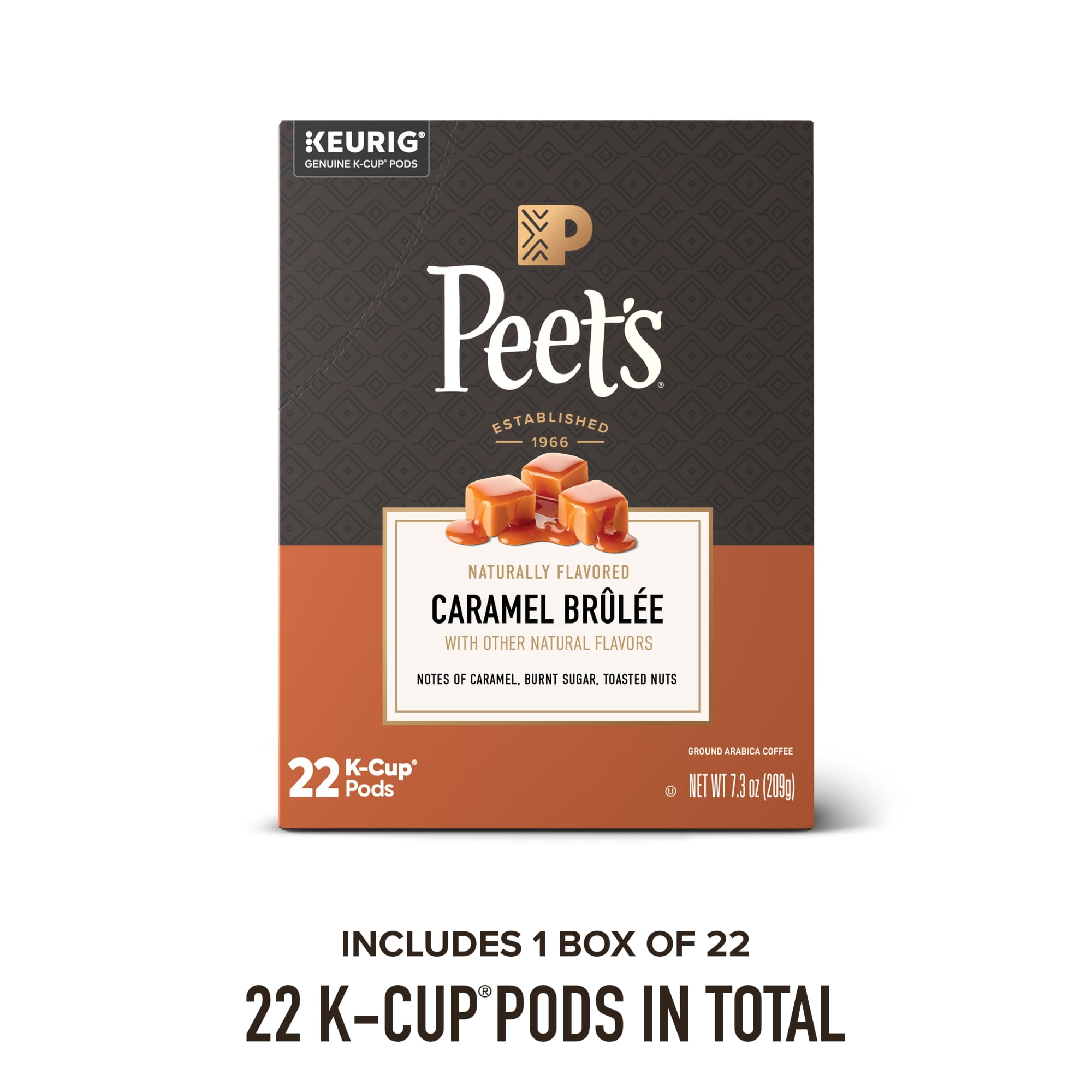 Peet's Coffee Caramel Brulee Flavored Premium Light Roast Keurig K-Cup Coffee Pods, 22 Count
