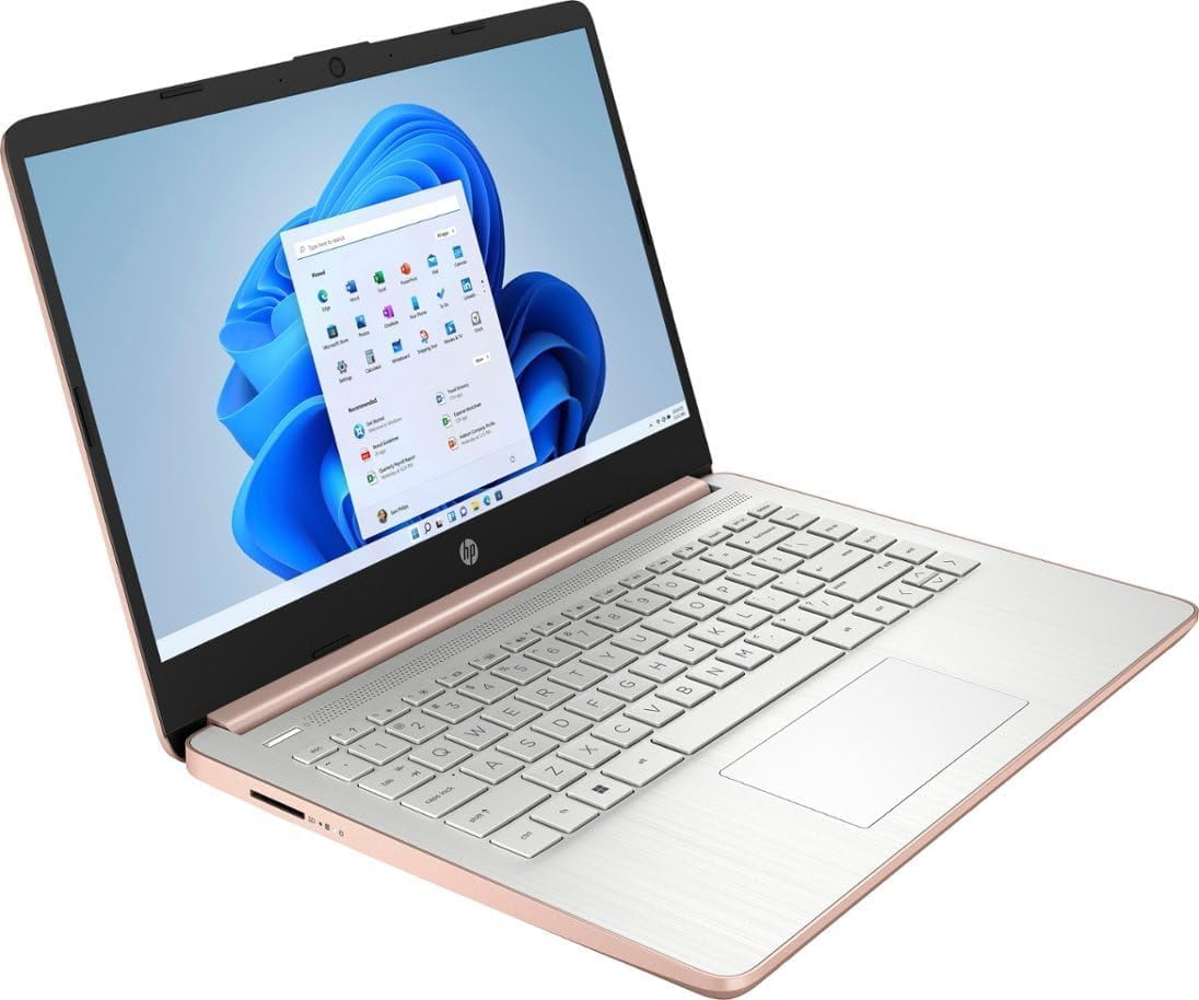 HP Stream Laptop, 14" HD BrightView Laptop, Intel Celeron N4120, 4GB RAM, 64GB SSD, Intel HD Graphics, 720p Webcam, 1 Year Office 365, Gold, Win 11, 128GB Hotface USB Card