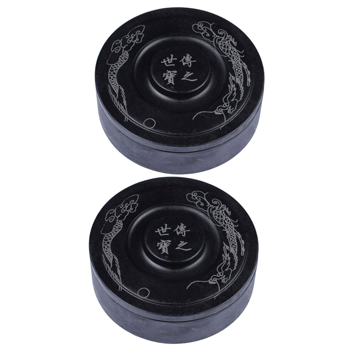 unbranded 2 pcs Calligraphy Inkstones Useful Ink Stones Painting Inkslabs with Cover (Black)