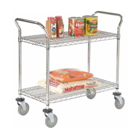 Global Industrial 188710 48 x 24 in. Nexel Wire Utility Cart, Chrome - 2 Shelves - 800 lbs