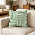 thumbnail image 6 of Leodye 1PCS Solid Color Stripe Spliced Pillow Cover, Soft Breathable Fabric, Decorative Cushion Case for Home Sofa Bedroom Decoration -15.75x15.75in, 6 of 6
