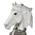 thumbnail image 6 of Wild and Free White Stallion Equine Horse Bust On Rocky Pillar Base Figurine, 6 of 9