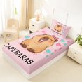 thumbnail image 4 of Manfei Kawaii Capybara Twin Sheets,Lovely Letter Print Bedding,Light Pink,3-Piece,1 Fitted Sheet and 1 Pillowcase, 4 of 6