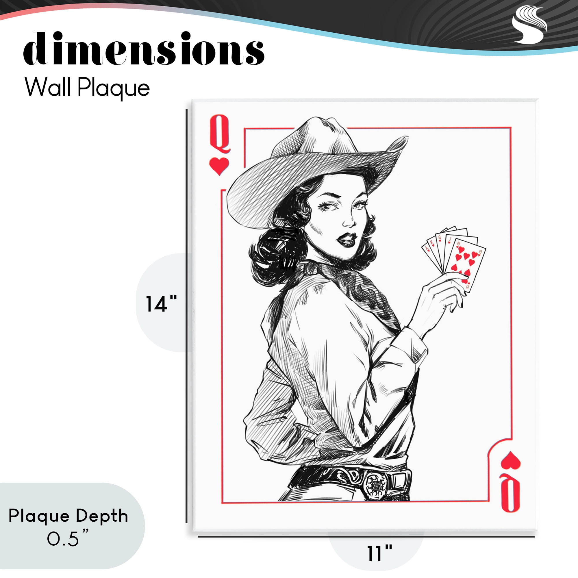 Stupell Industries Cowgirl Queen of Hearts Wall Plaque Art, design by Ziwei Li