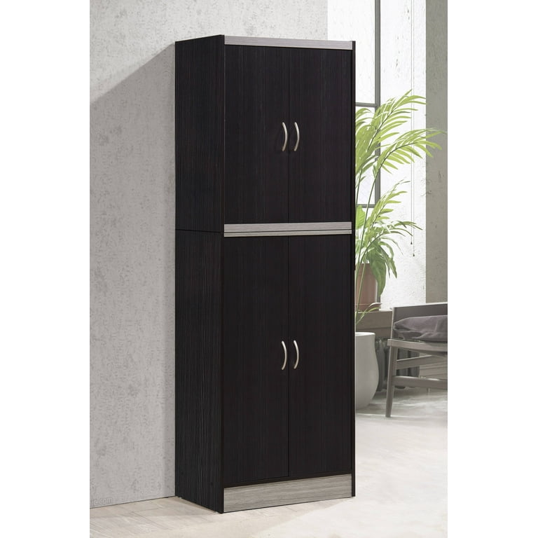 Hodedah 4-Door Kitchen Pantry with 4-Shelves, Beech - Walmart.com