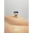 thumbnail image 3 of 10x8mm Lab Created Ceylon Blue Sapphire, Oval Cut, Three Stone Ring, Moissanite Accents, Sterling Silver, 3 of 5