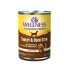 Wellness Thick & Chunky Natural Grain Free Canned Dog Food, Turkey & Duck Stew, 12.5-Ounce Can (Pack of 12)