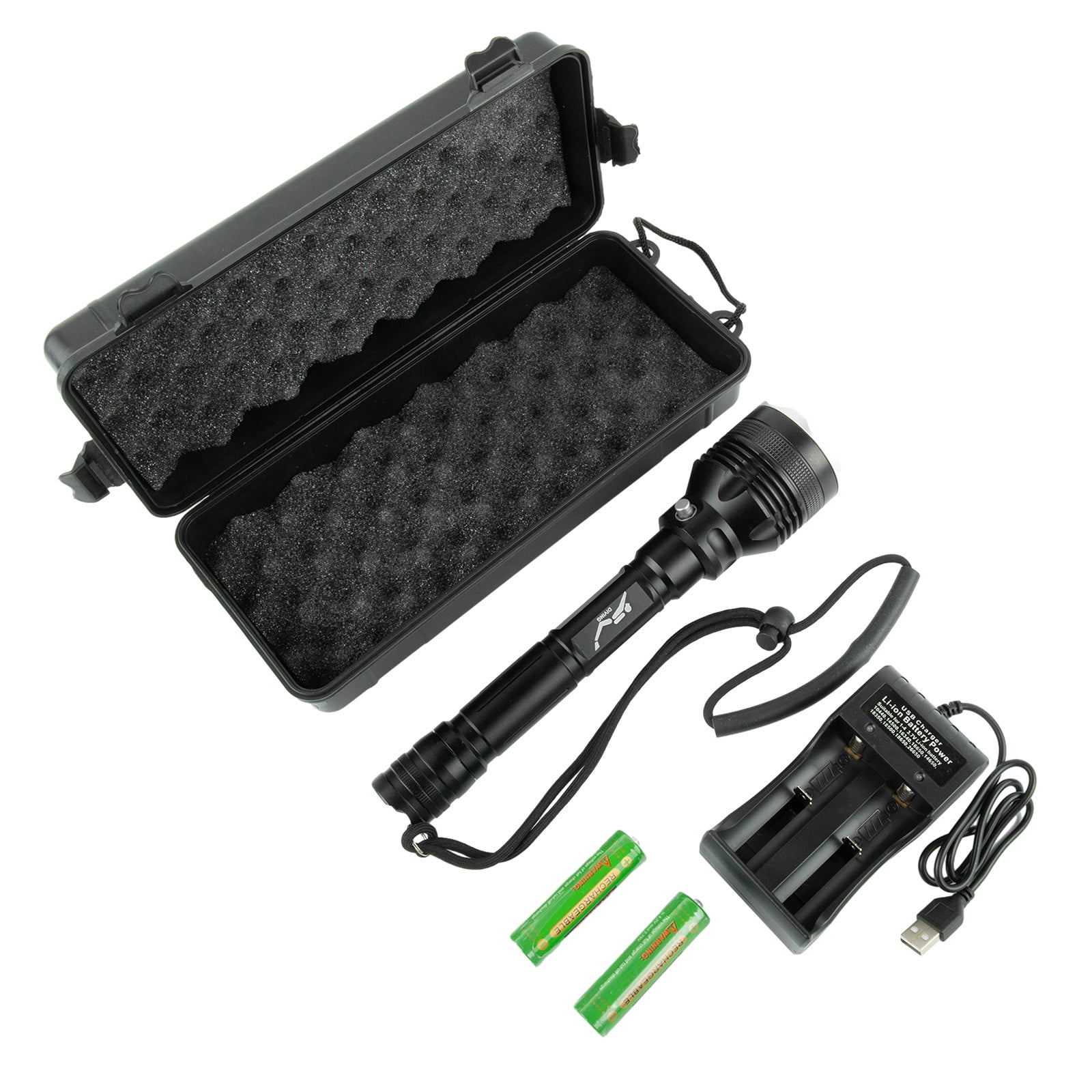 PASILI Scuba Diving Ipx8 Waterproof Flashlight Led Light 80M Deep Underwater Torch 4000Lm Non-Slip Flashlight With Hang Strap