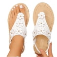 thumbnail image 3 of Miluxas Sandals Women Flat Shoes: Dressy Summer Bohemian Flats Shoes for Women Sandals Comfortable Ankle Strap Outdoor Walking White 9.5(43), 3 of 8