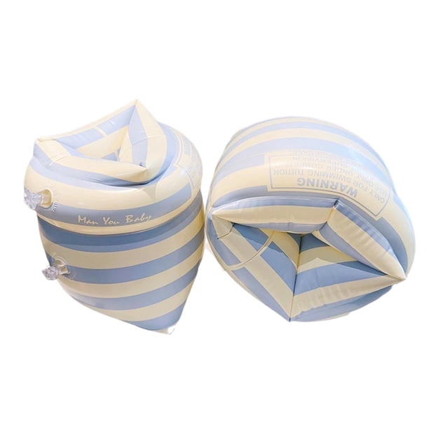 1 Par Anillos Flotantes para Brazo Aire Doble Manga Inflable Natación (raya) Azul