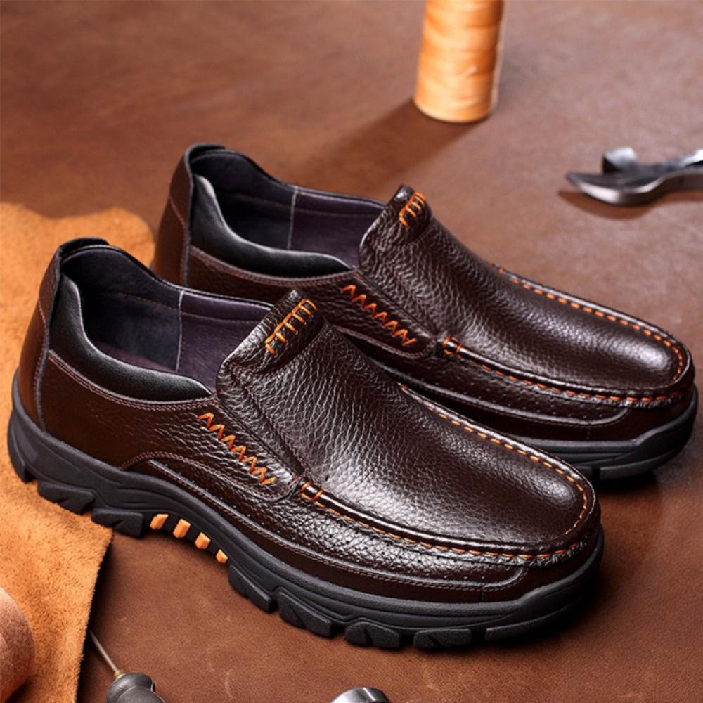 Luxsy Dress Men's Business Leather Shoes Men's Soft Soled Leather Casual Men's Shoes Men's Breathable Single Shoes Brown - image 4 of 8